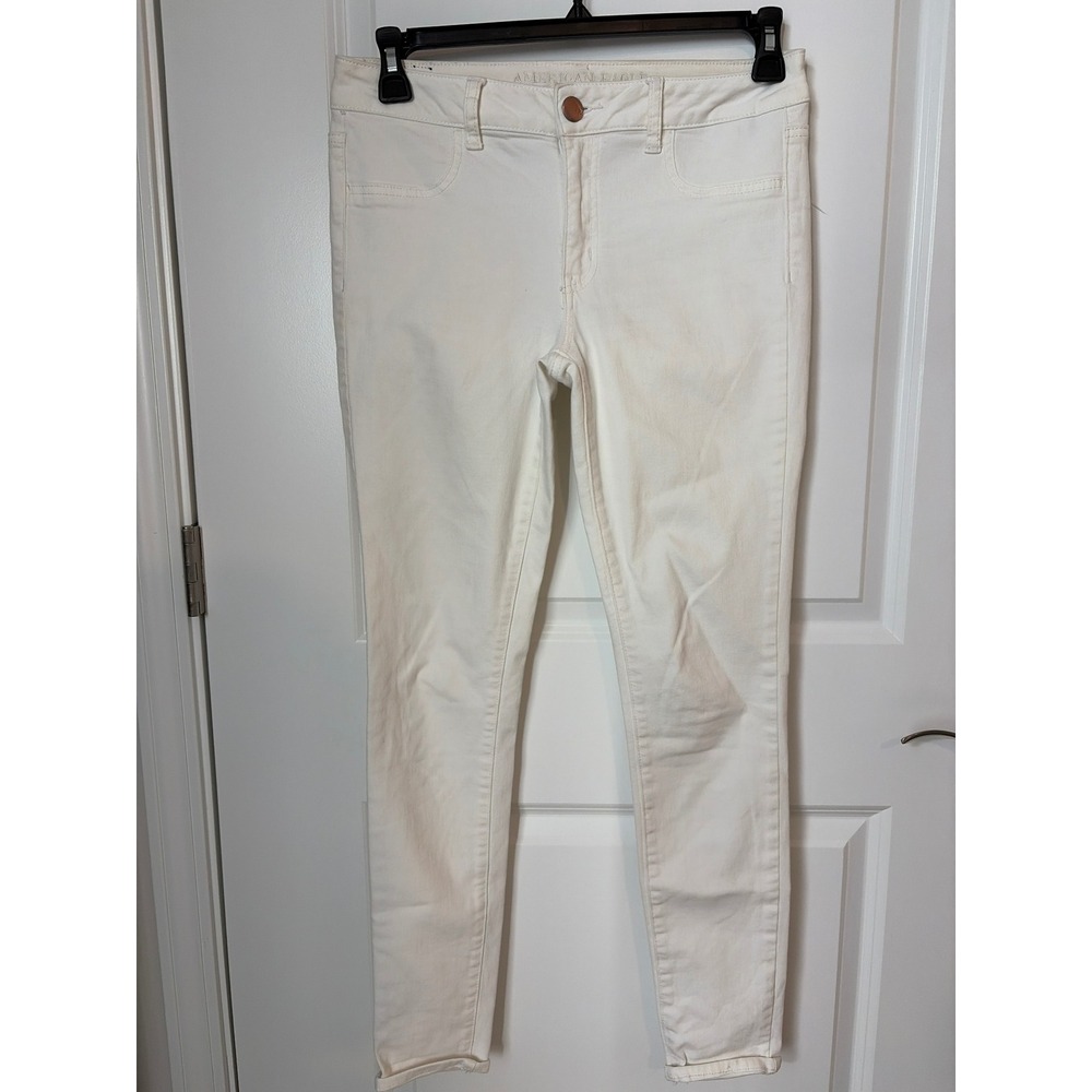American Eagle Super Super Stretch‎ Jeggings White Skinny Jeans Size 10 Long